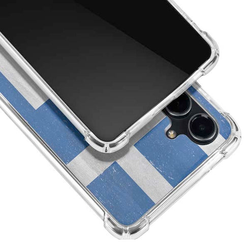 Greece Flag Distressed Galaxy S23 FE Clear Case